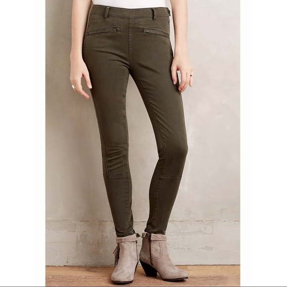 Anthropologie Pilcro Superscript Side-Zip Leggings khaki olive green 30 - Picture 1 of 10